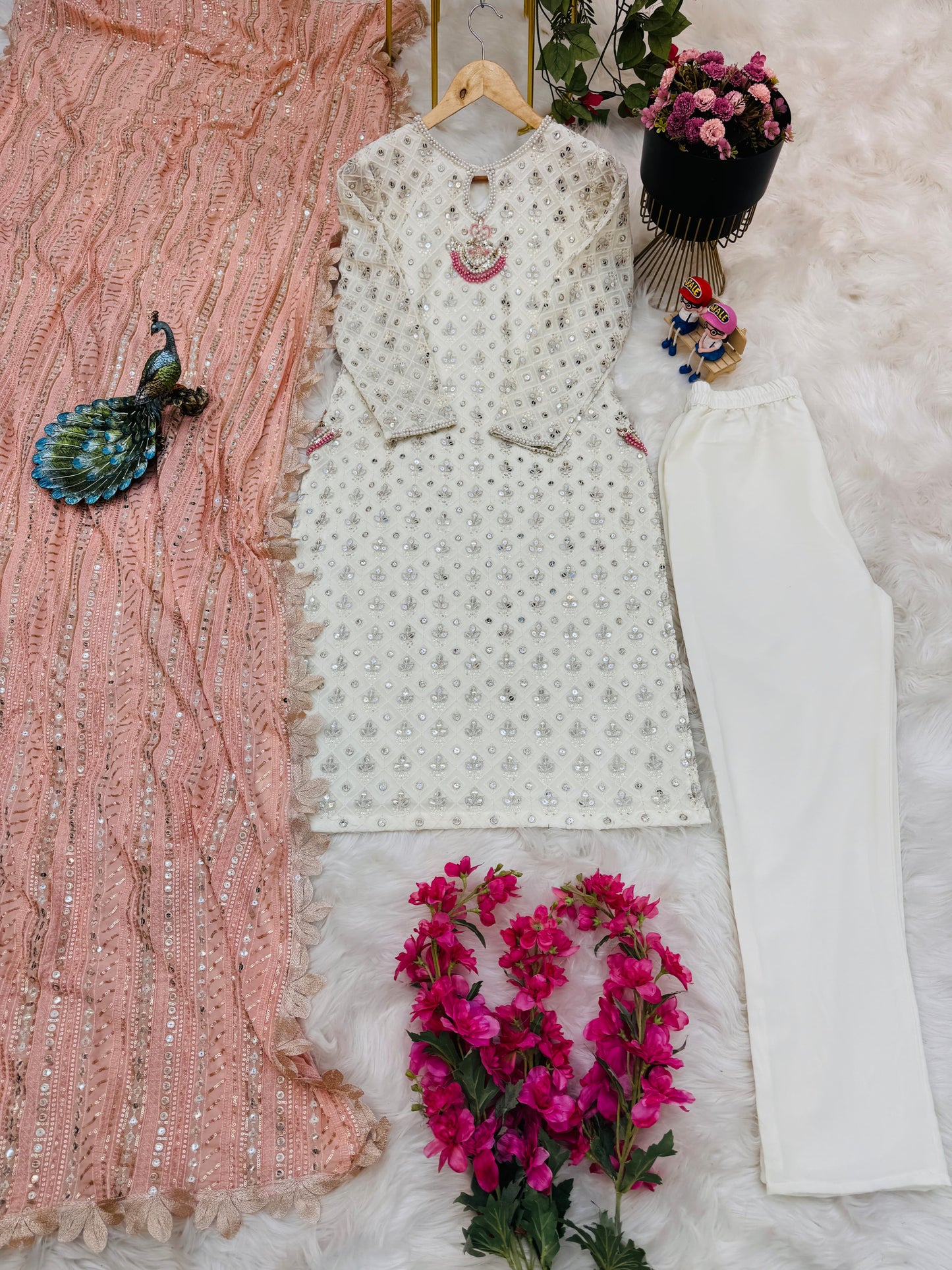 Wonderful Peach Color Thread Sequence Work Salwar Suit