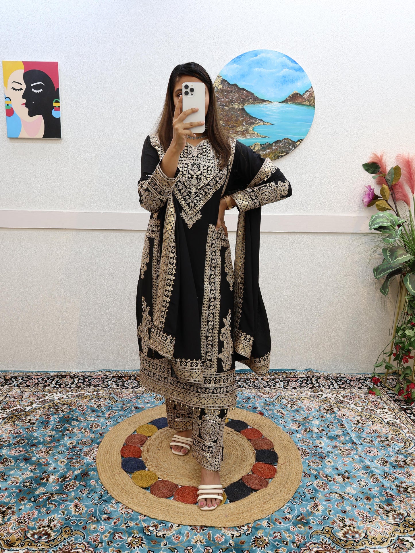 Black Color Embroidery Work Stylish Salwar Suit