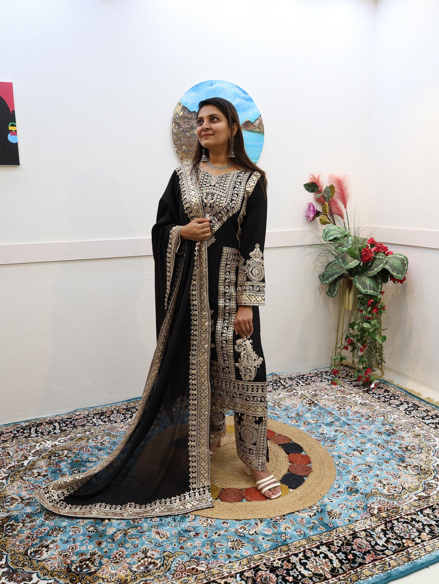 Black Color Embroidery Work Stylish Salwar Suit