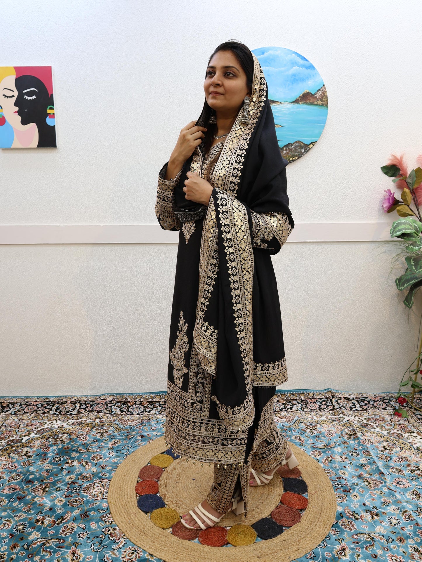 Black Color Embroidery Work Stylish Salwar Suit