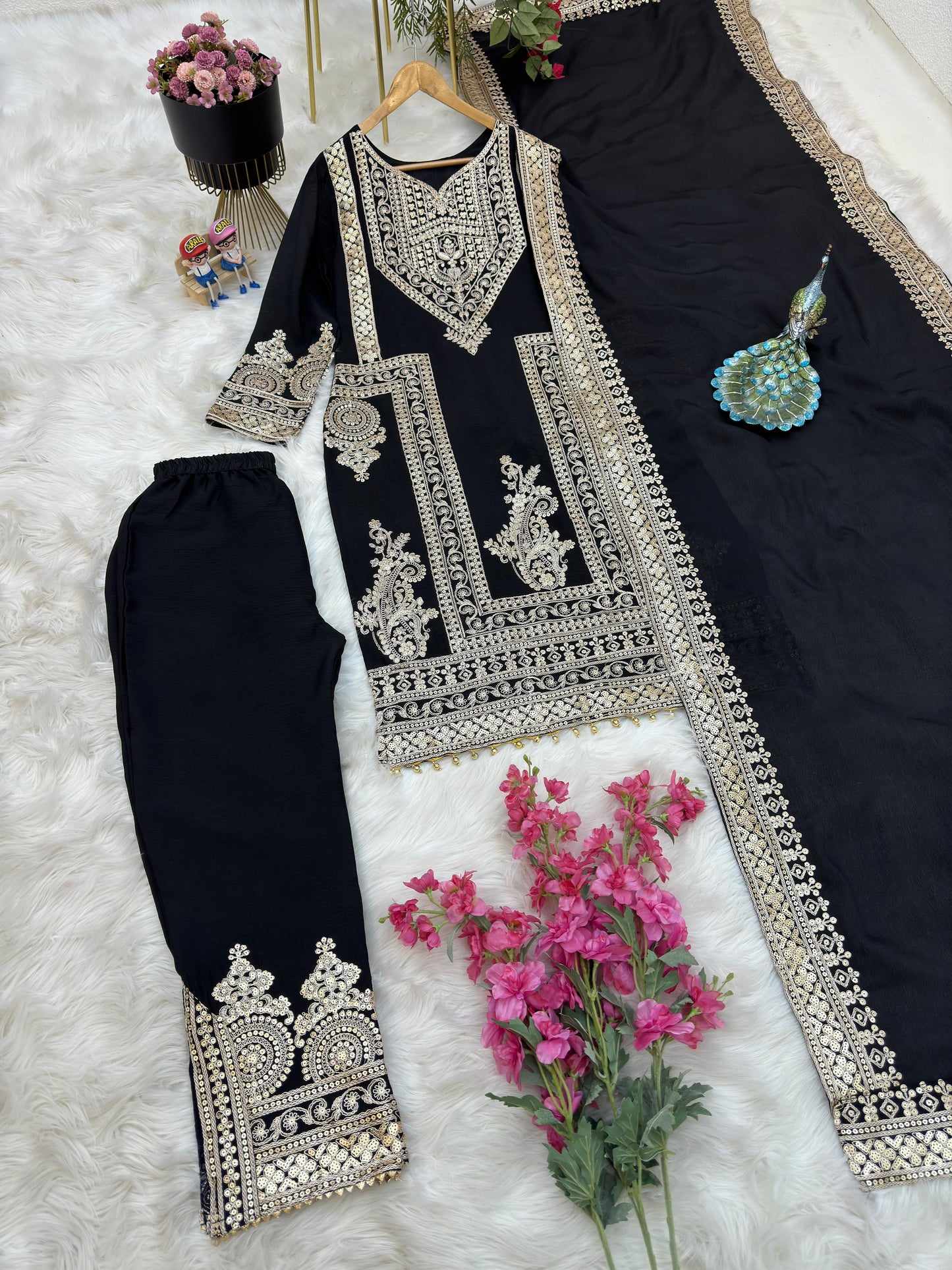 Black Color Embroidery Work Stylish Salwar Suit
