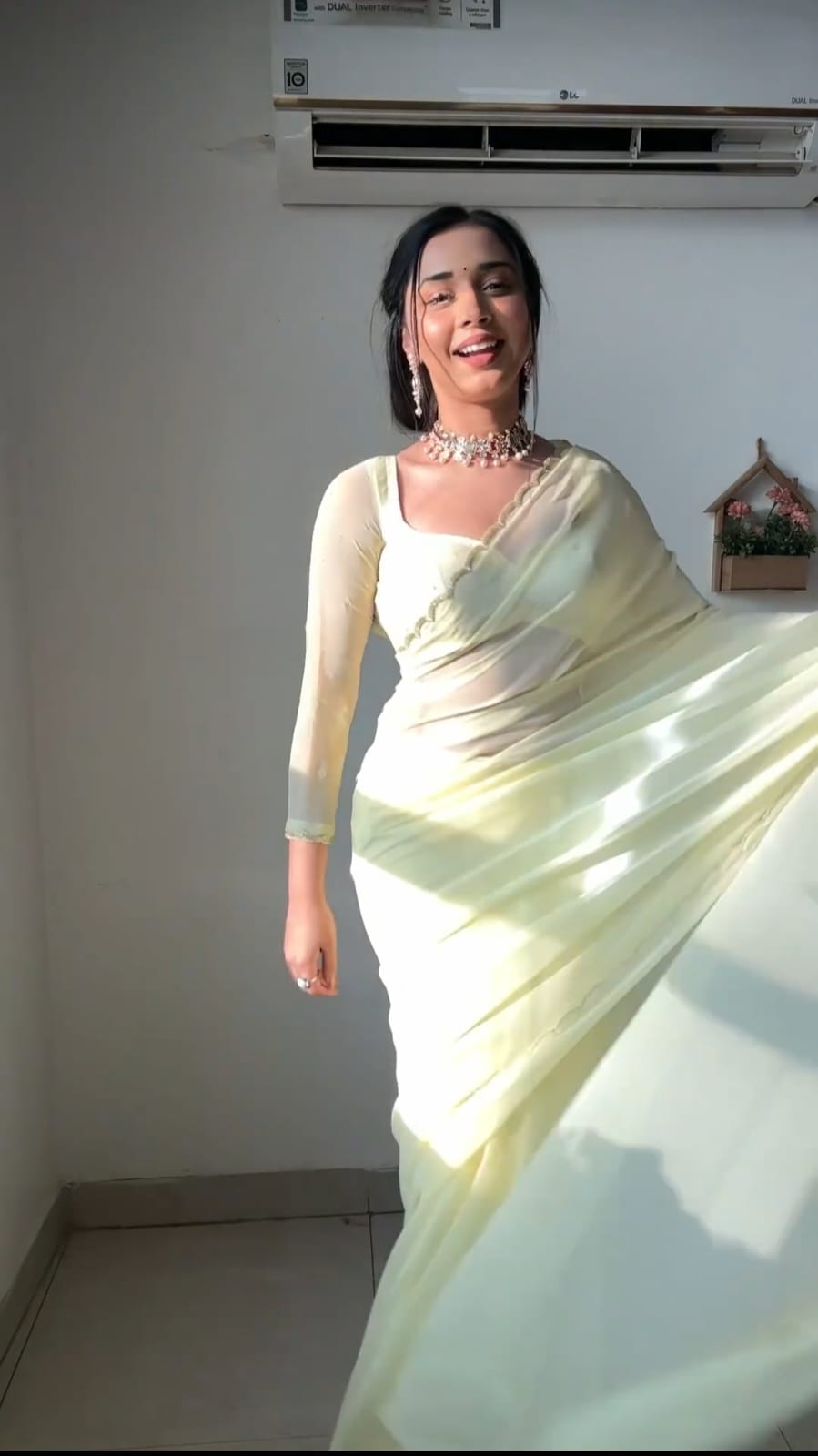 Outstanding Ready To Wear Yellow Color Handwork Border Saree