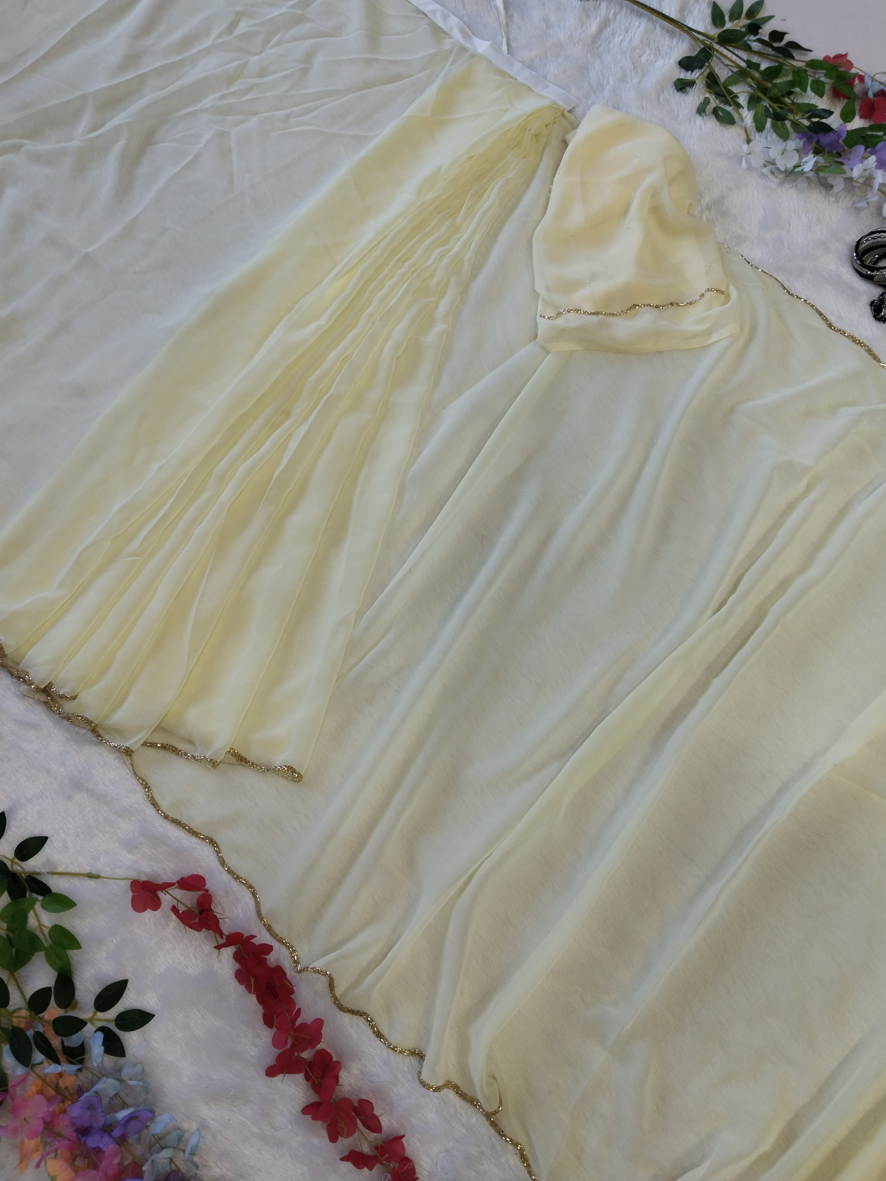 Outstanding Ready To Wear Yellow Color Handwork Border Saree