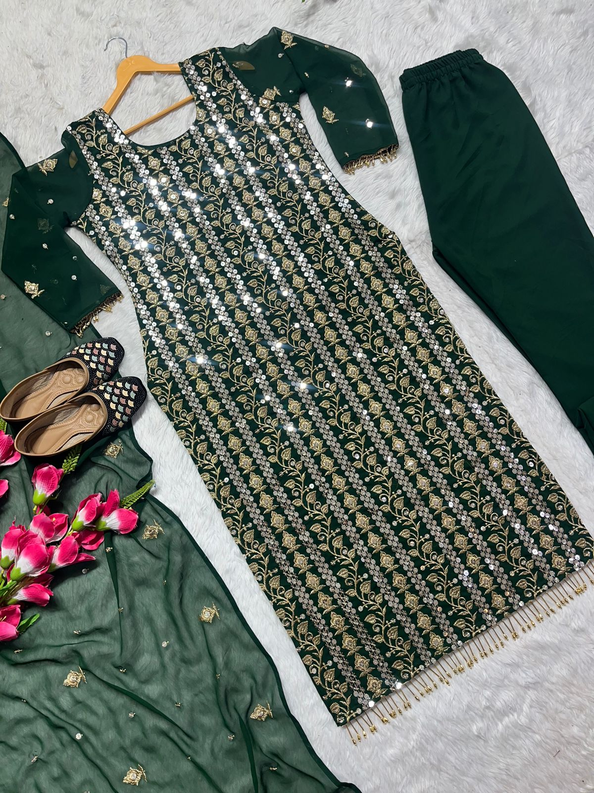 Fabulous Green Color Embroidery Work Salwar Suit