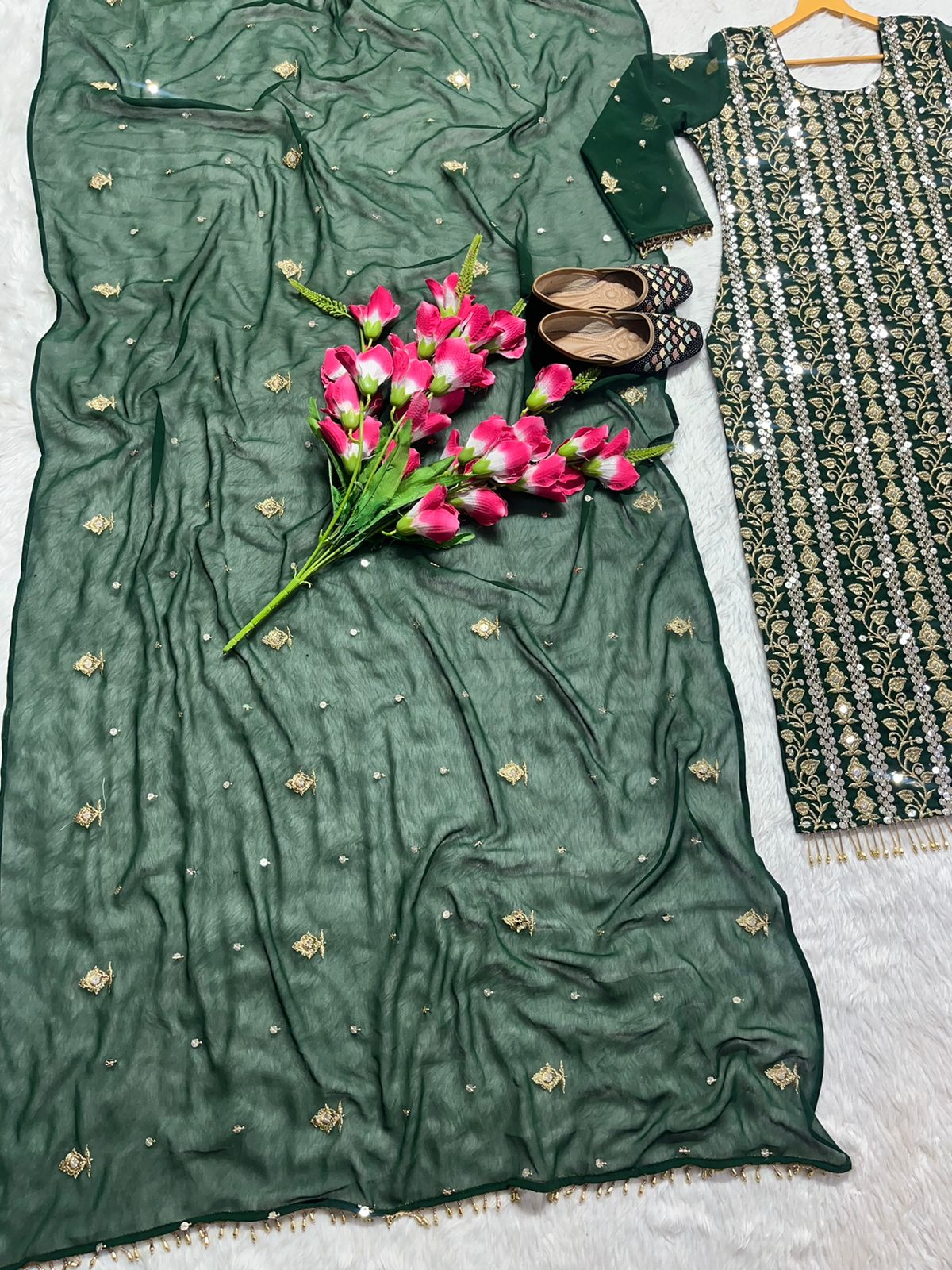 Fabulous Green Color Embroidery Work Salwar Suit