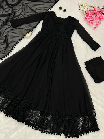 Party Wear Black Anarkali Gown