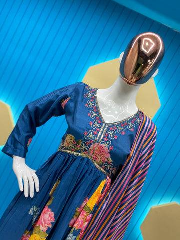Trendy Work With Print Blue Color Aliya Cut Suit