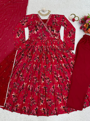 Eye Catching Maroon Hand Work Kurti Set