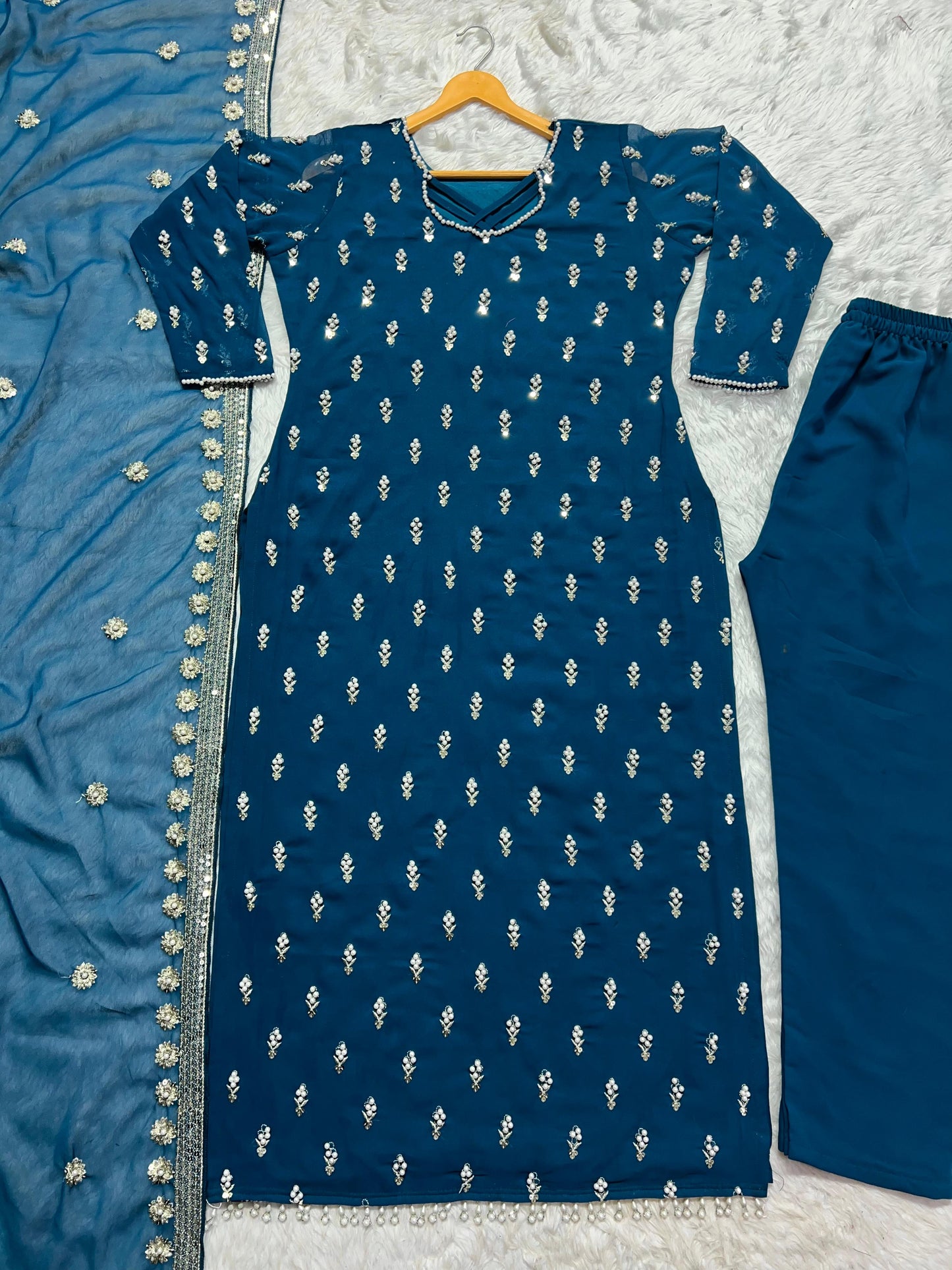 Sequence Embroidery Work Work Blue Color Salwar Suit