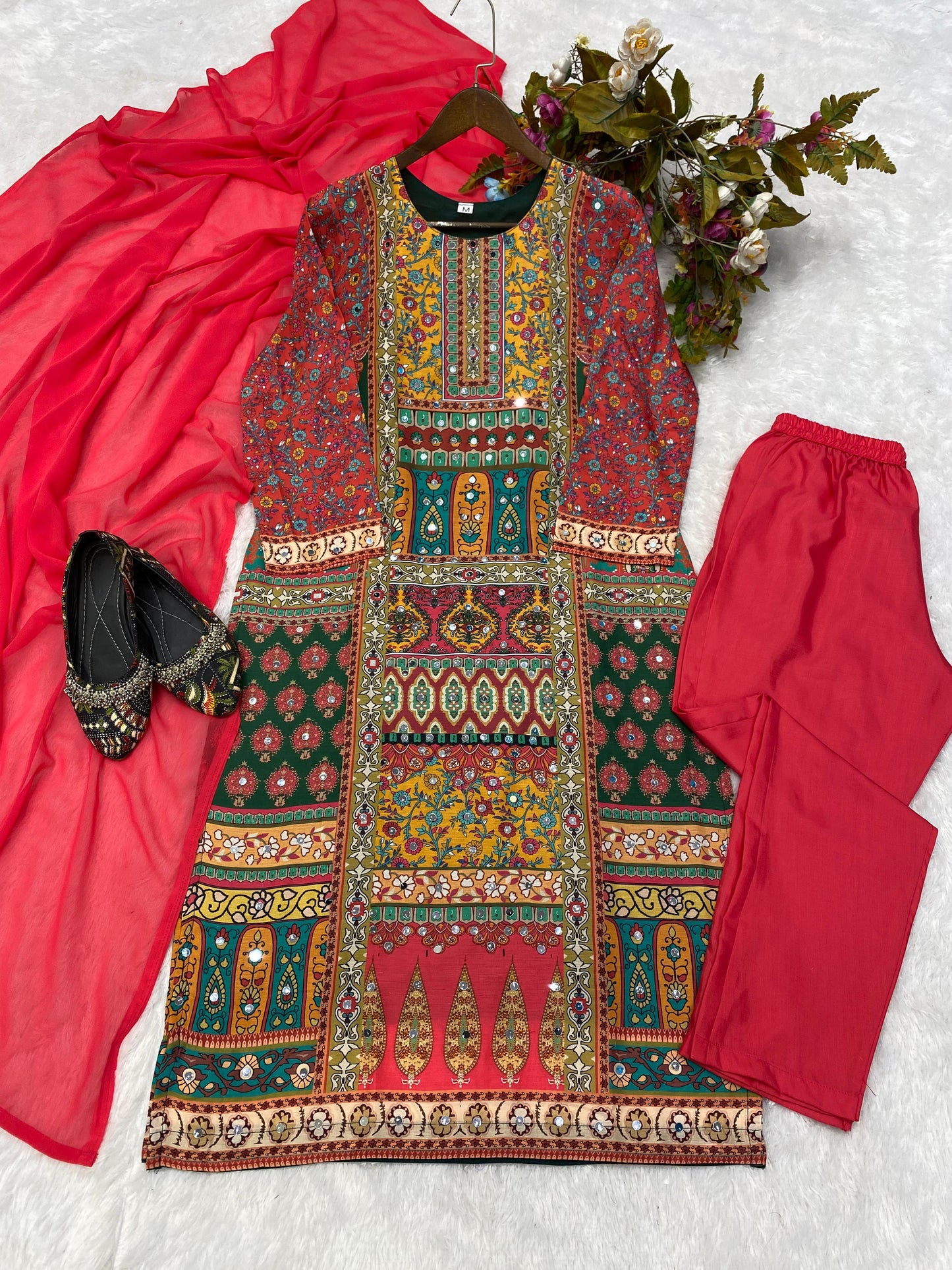 Multi Color Real Mirror Work Salwar Suit