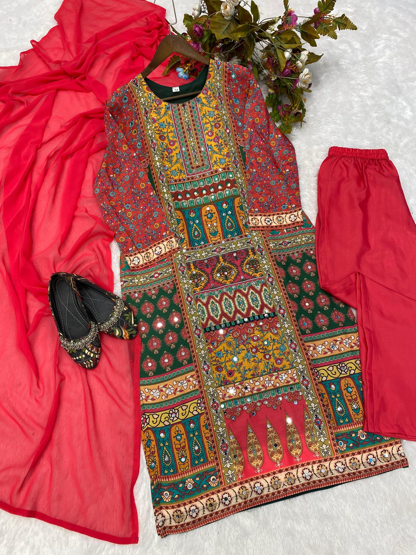 Multi Color Real Mirror Work Salwar Suit