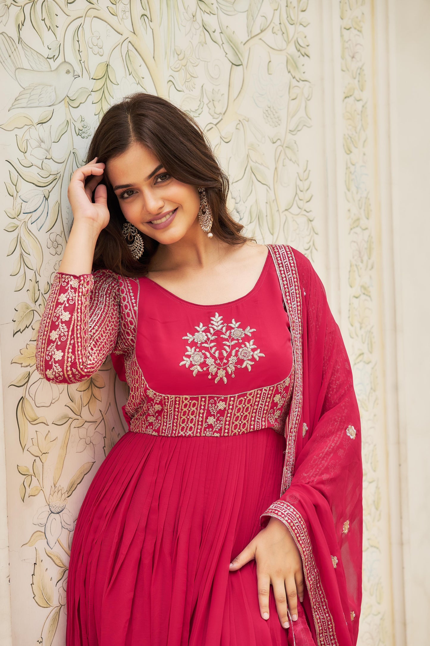 Engagement Wear Pink Color Georgette Heavy sequence Embroidery Work Designer Gown