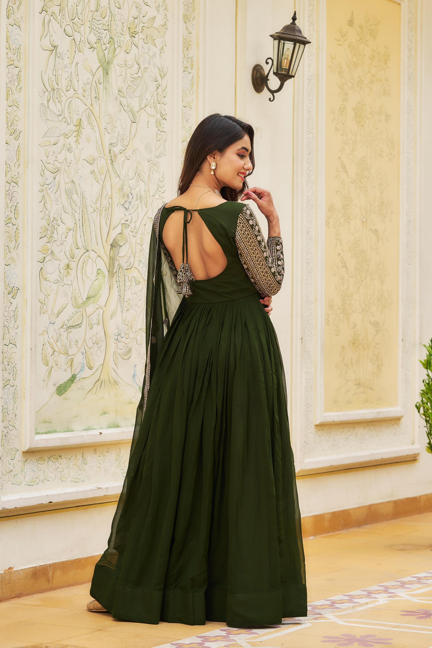 Engagement Wear Green Color Georgette Heavy sequence Embroidery Work Designer Gown