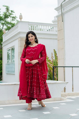 Exclusive Maroon Color Faux Georgette Fabric With Embroidery Work Designer Anarkali Suit