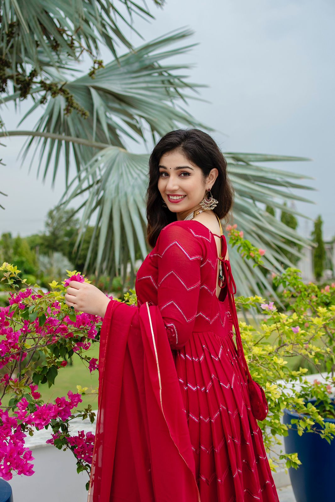 Exclusive Maroon Color Faux Georgette Fabric With Embroidery Work Designer Anarkali Suit