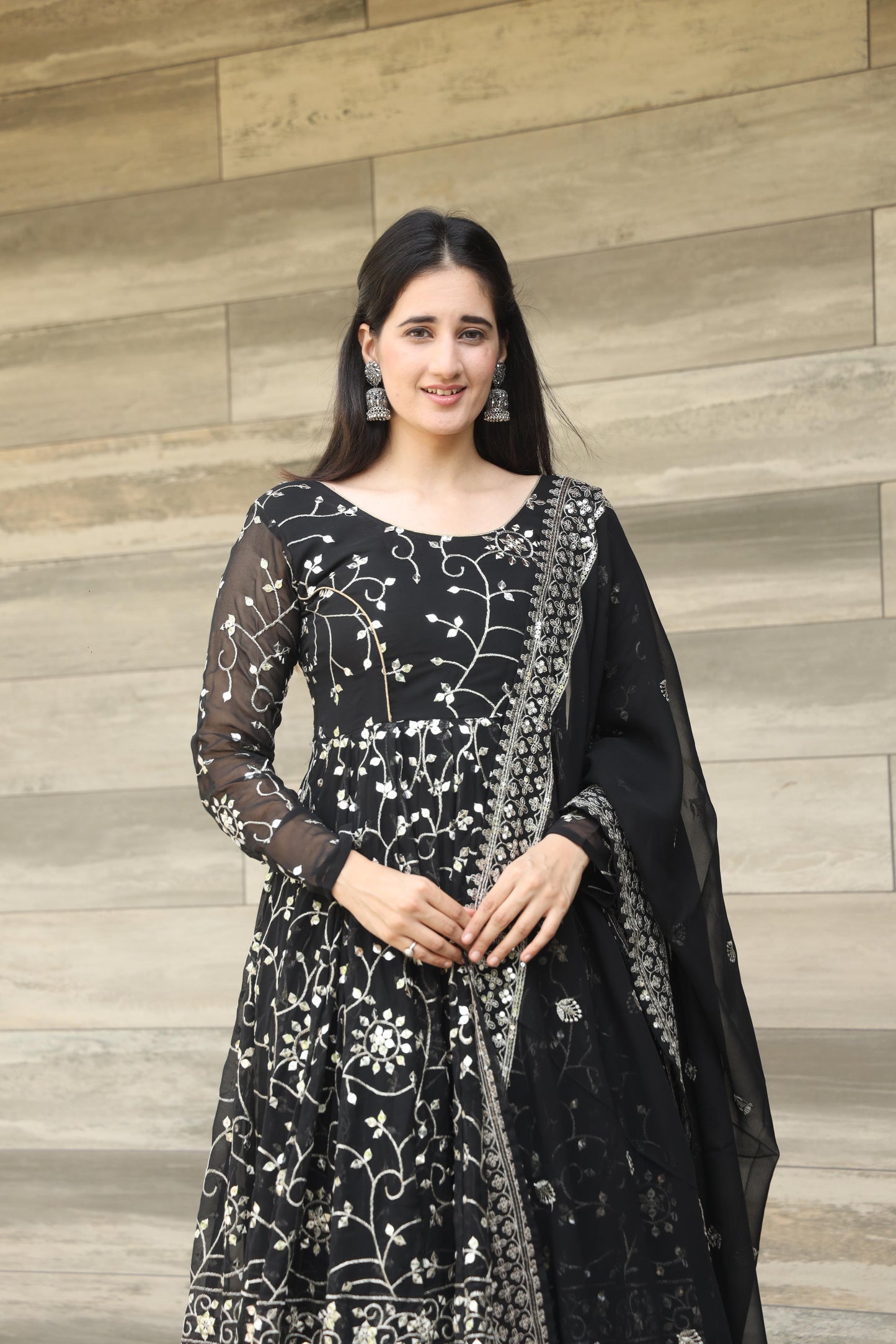 Luxury Black Color Georgette With 9mm Embroidery Work Designer Anarkali Suit