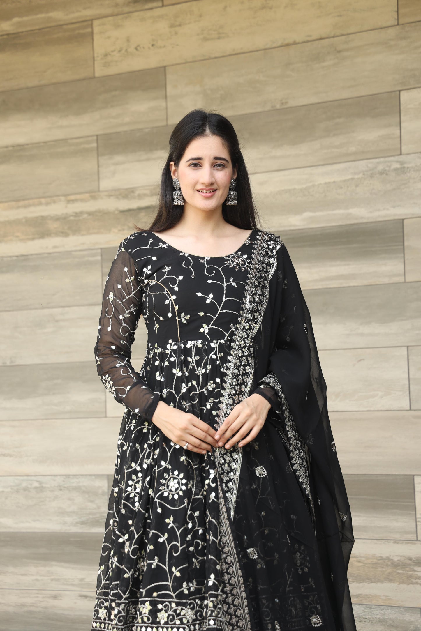 Luxury Black Color Georgette With 9mm Embroidery Work Designer Anarkali Suit
