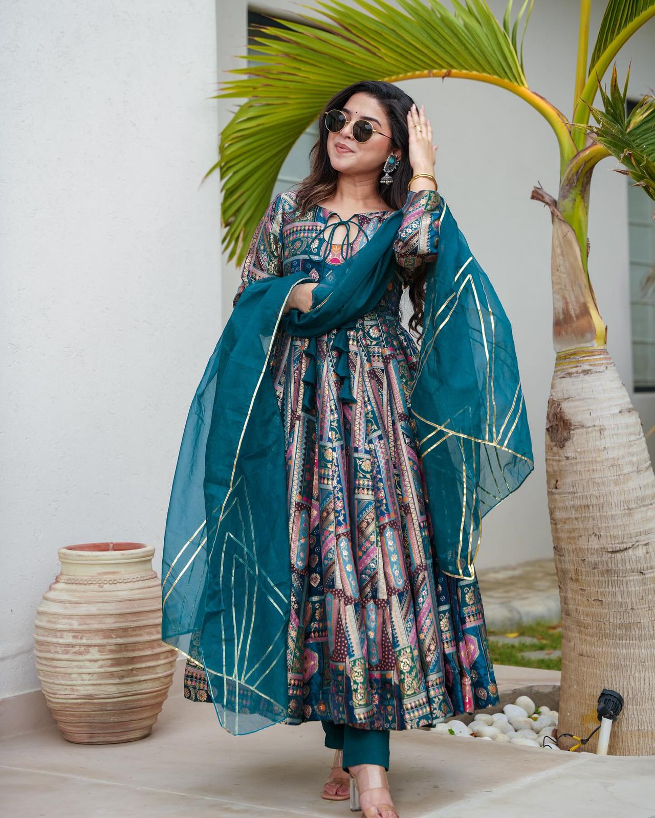 Reception Wear Rama Color Pure Jimmy Organza Silk Digital Printed Padded Gown