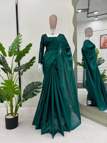 Function Wear Green Color Jimmy Chu Thread And Sequence Work Designer Saree