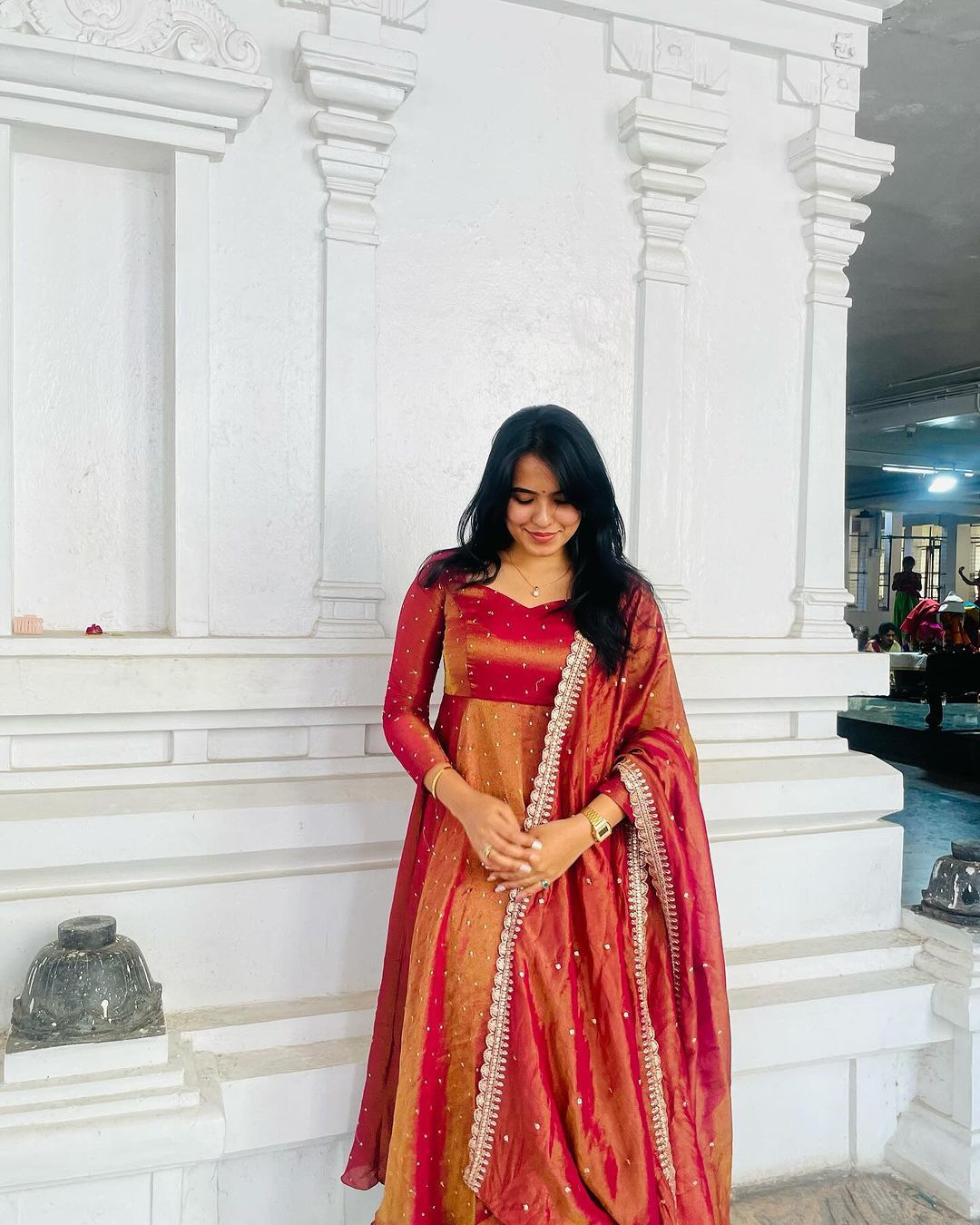 Gorgeous Orange Color Pure Fancy Twill Gold Net With Embroidery 5mm Sequence Work Anarkali Gown