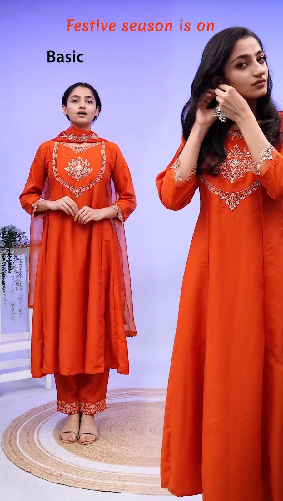Casual Wear Orange Color Faux Georgette With Thread Work Designer Salwar Suit