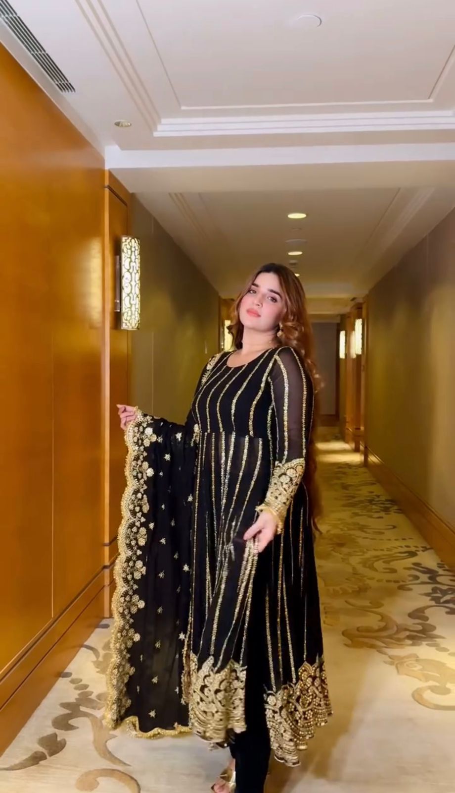 Wedding Wear Black Color Heavy Faux Georgette With Full Heavy Embroidery Sequence Work Anarkali Gown