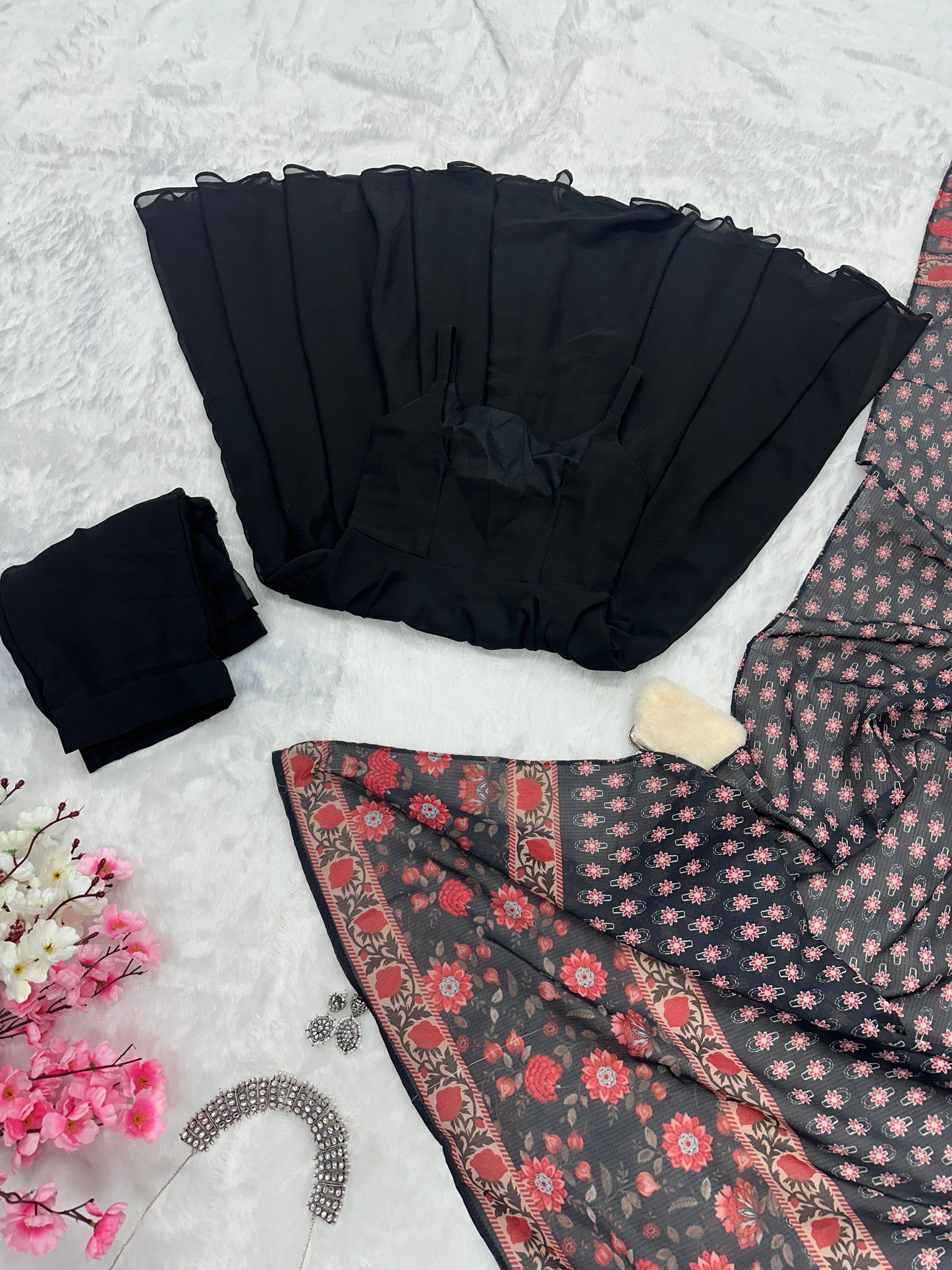 Festive Wear Black Color Georgette With Huge Flair Anarkali Suit