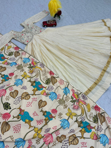 Gorgeous Beige Color Chinon Embroidery Work Anarkali Suit
