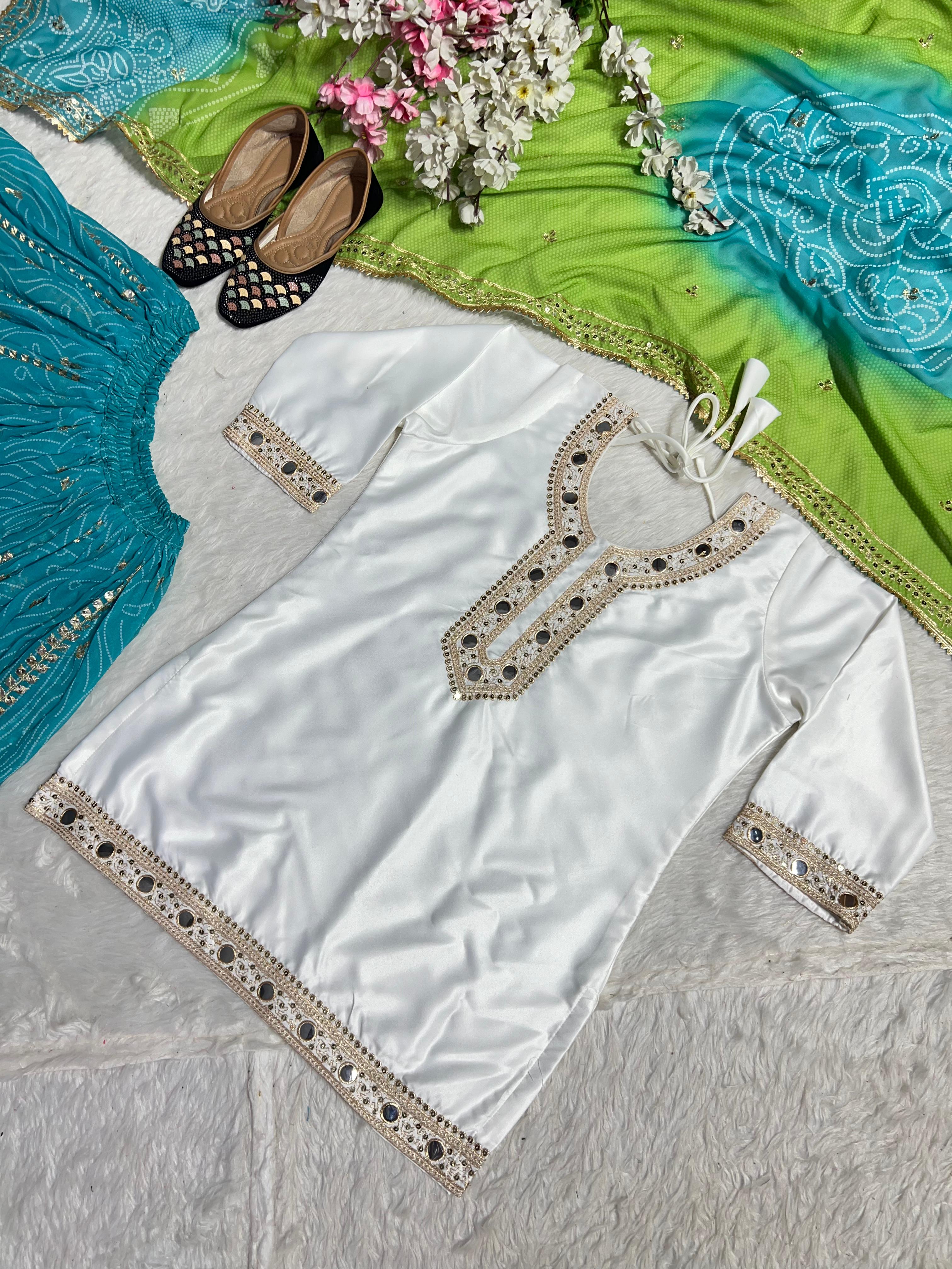 Wedding Wear White Color Heavy Malay Silk Fabric With Heavy Embroidery 5mm Sequence Work Sharara Suit
