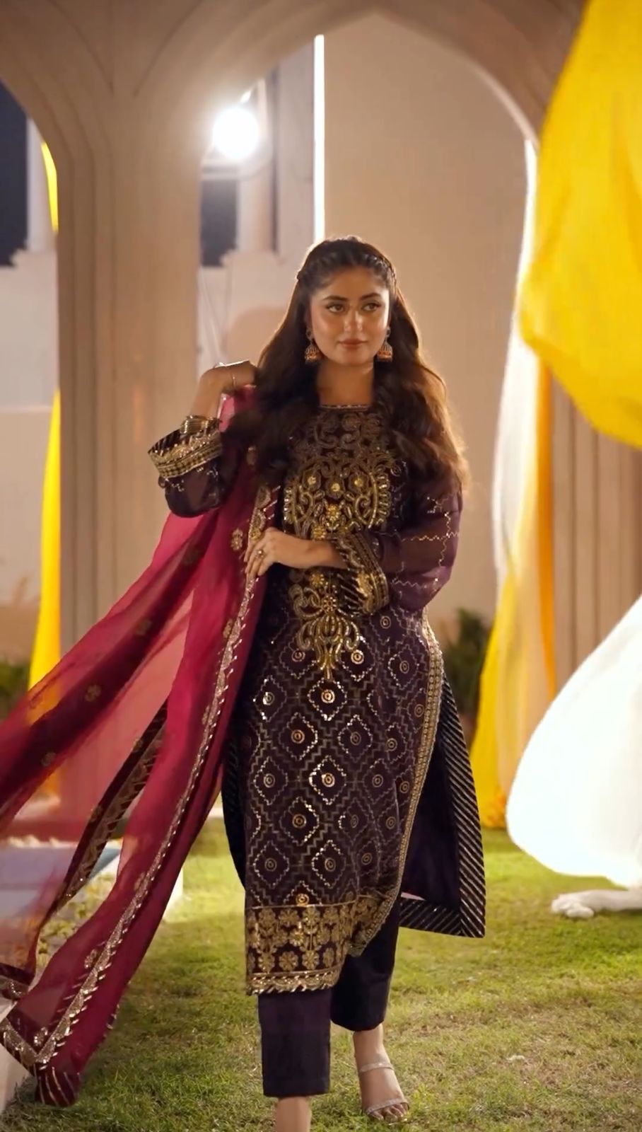 Gorgeous Purple Color Heavy Faux Georgette And Embroidery Sequence Work Designer Salwar Suit