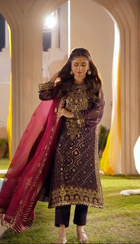 Gorgeous Purple Color Heavy Faux Georgette And Embroidery Sequence Work Designer Salwar Suit