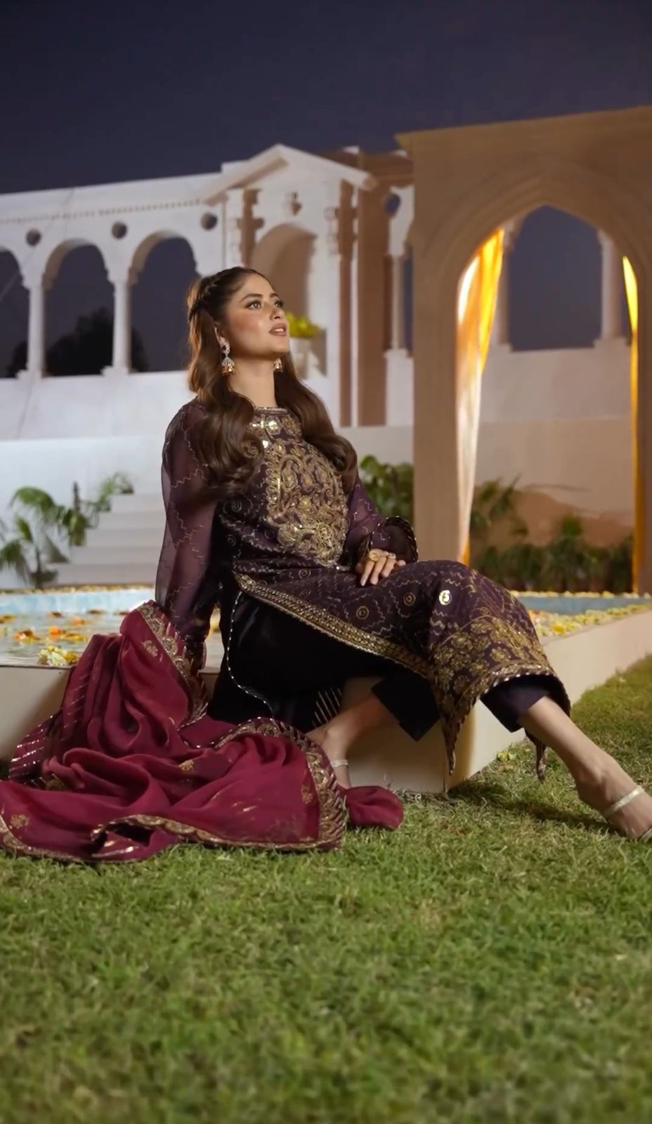 Gorgeous Purple Color Heavy Faux Georgette And Embroidery Sequence Work Designer Salwar Suit