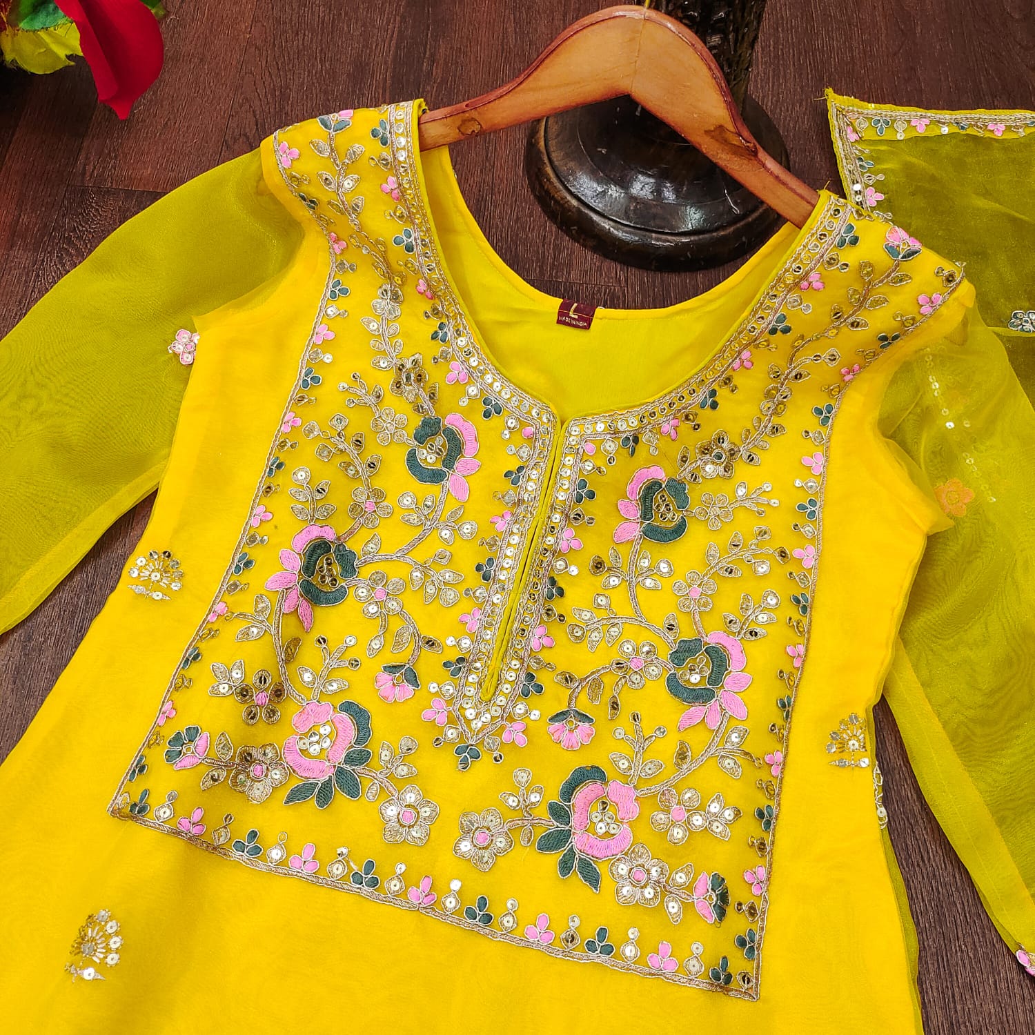 Wedding Wear Yellow Color Organza And Coding Embroidery With 5mm Sequence Work Designer Salwar Suit