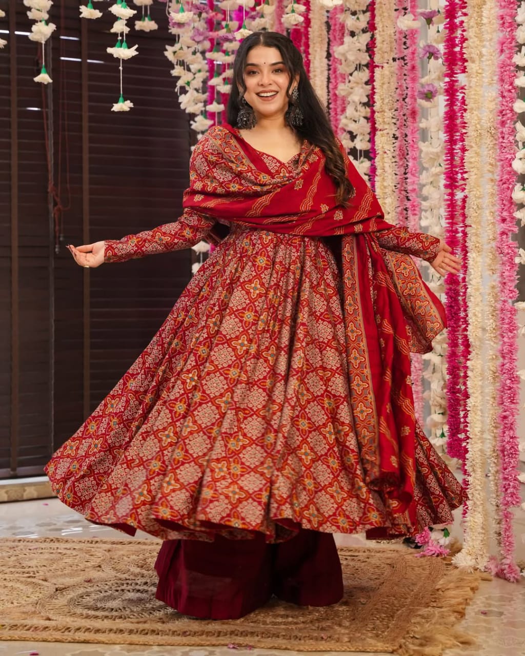 Wedding Wear Maroon Color Pure Soft Cotton Printed Anarkali Palazzo Suit