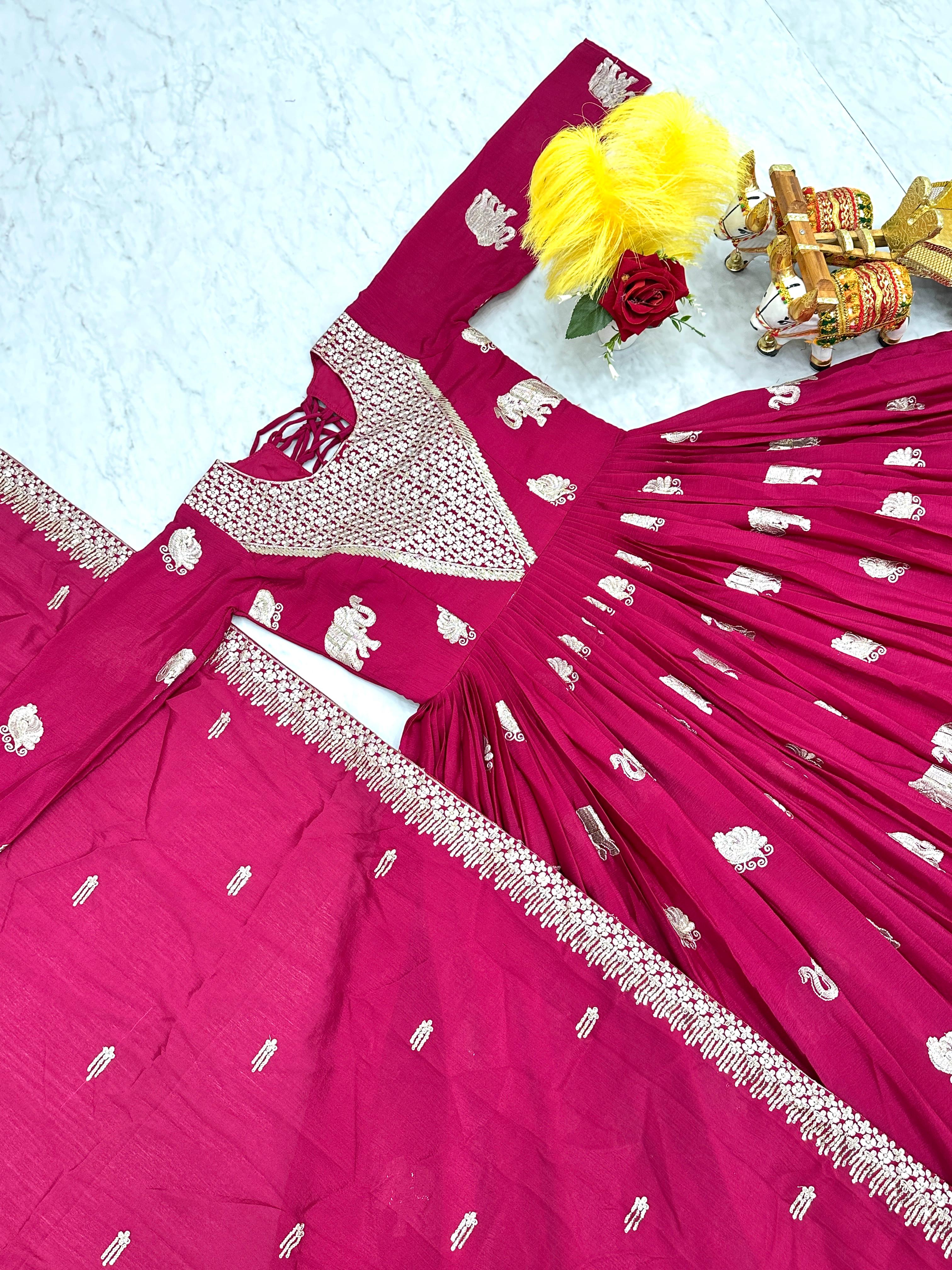 Ceremony Wear Pink Color Faux Georgette Heavy 3mm Sequence Embroidery Work Designer Gown