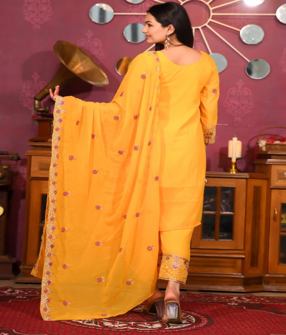 Haldi Wear Yellow Color Faux Georgette And Sequence Embroidery Work Beautiful Salwar Suit