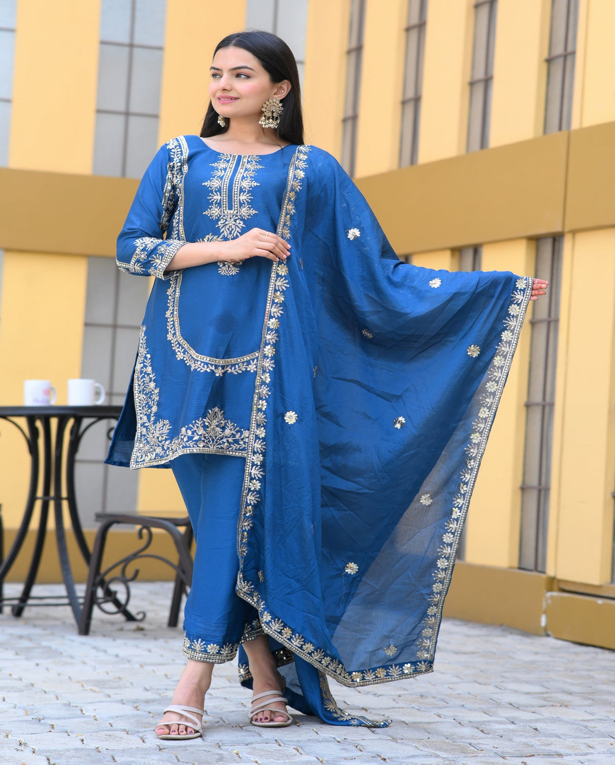 Festive Wear Blue Color Chinon With Sequence Embroidery Work Beautiful Salwar Suit
