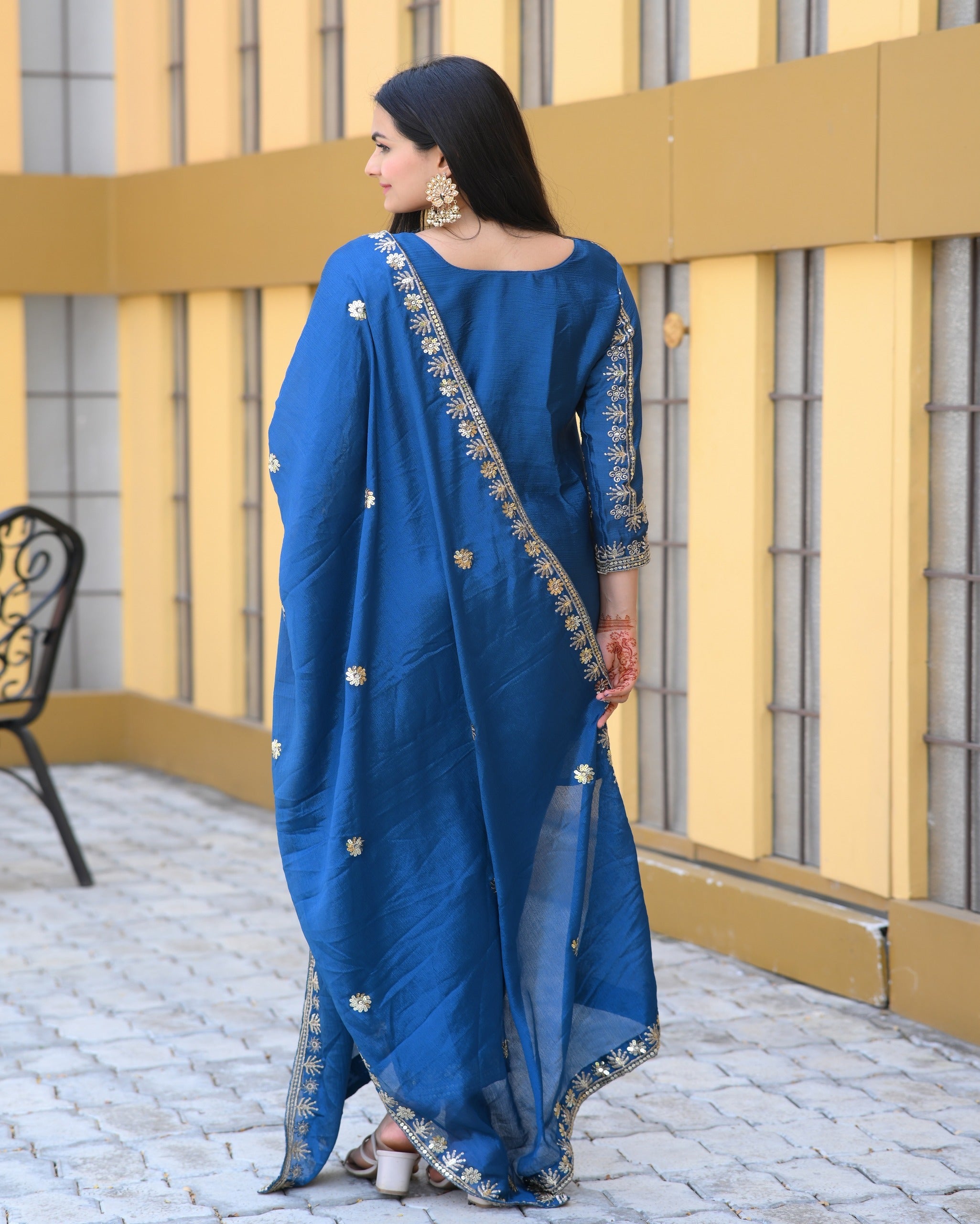 Festive Wear Blue Color Chinon With Sequence Embroidery Work Beautiful Salwar Suit