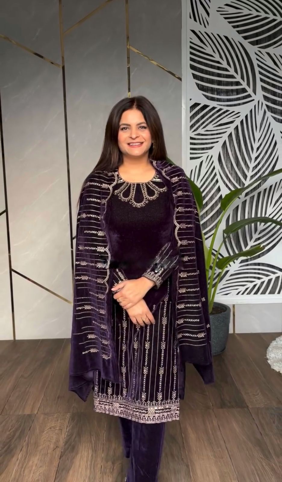 Stylish Wine Color Heavy Viscose Velvet With Heavy Embroidery Sequence Work Designer Salwar Suit