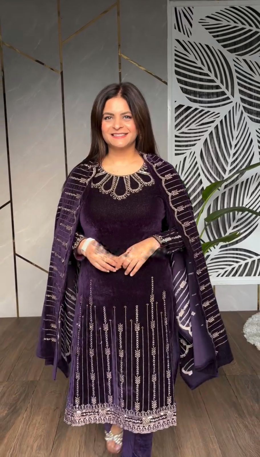 Stylish Wine Color Heavy Viscose Velvet With Heavy Embroidery Sequence Work Designer Salwar Suit