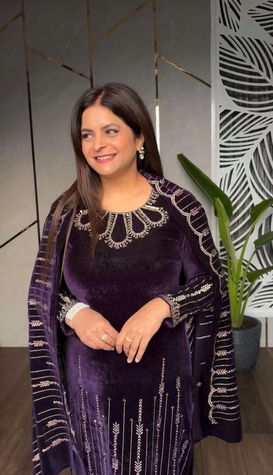 Stylish Wine Color Heavy Viscose Velvet With Heavy Embroidery Sequence Work Designer Salwar Suit