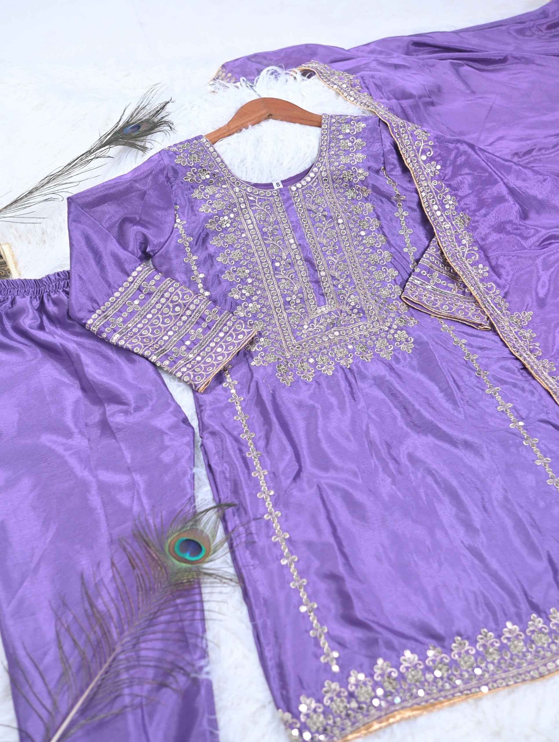 Party Wear Lavender Color Chinon With Sequence Embroidery Work Beautiful Salwar Suit