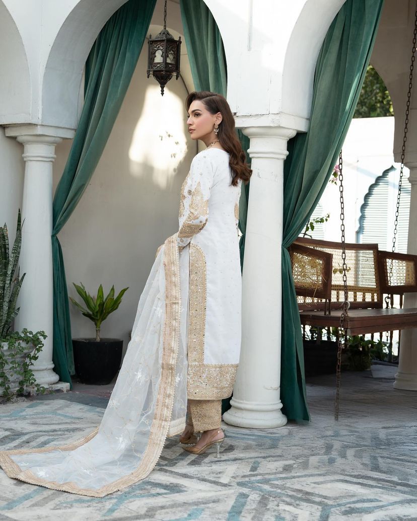 Delightful Off White Color Chinon Silk With Embroidery Codding Sequence Work Salwar Suit