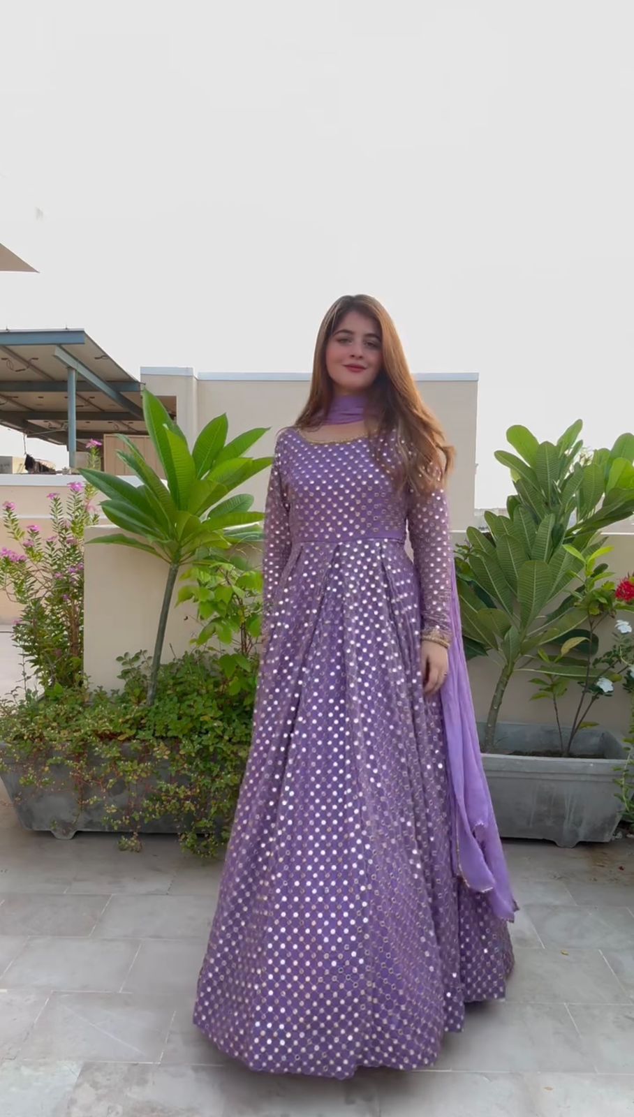 Gorgeous Lavender Color Heavy Georgette And Thread With 9mm Sequence Work Designer Gown