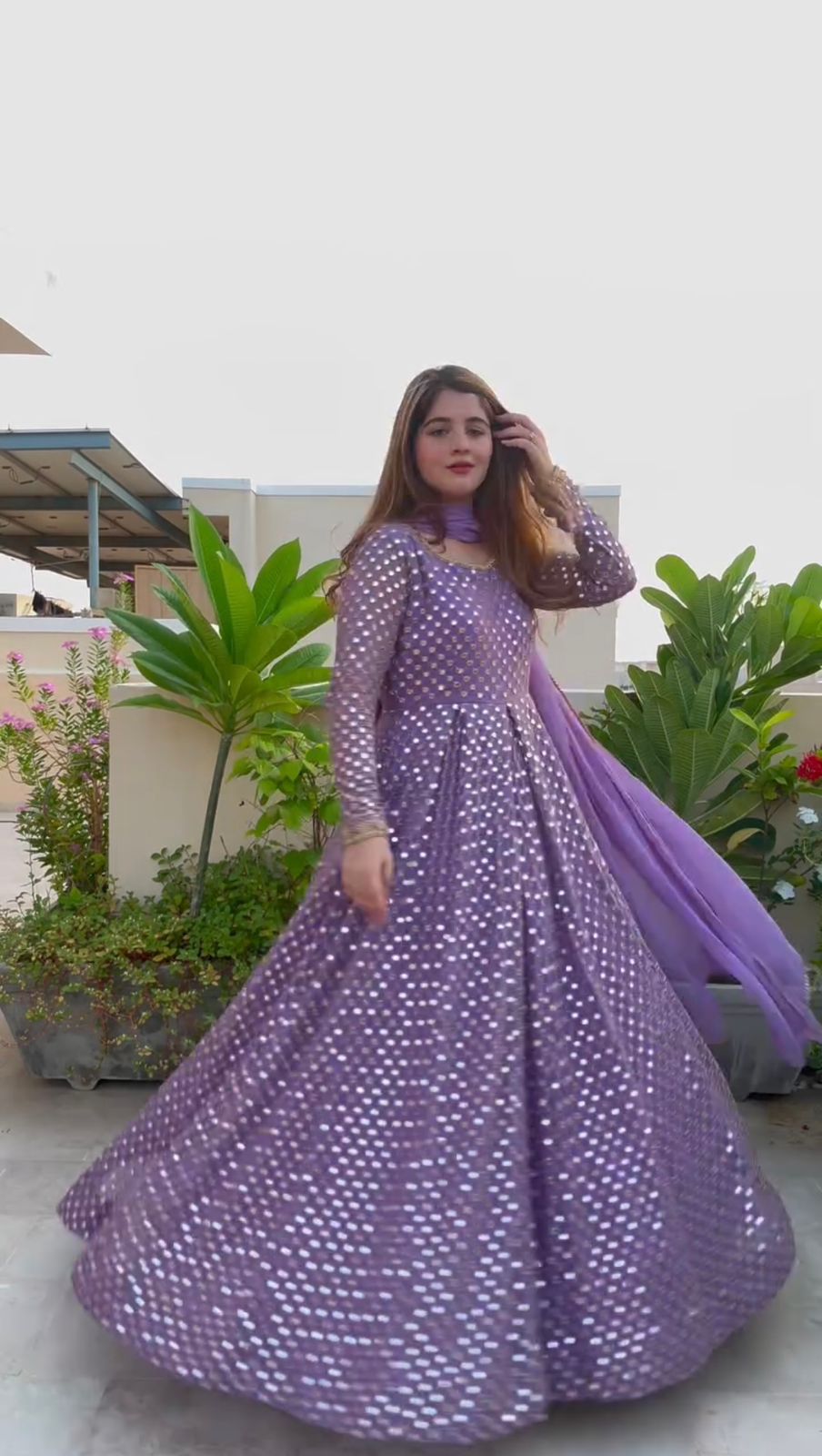 Gorgeous Lavender Color Heavy Georgette And Thread With 9mm Sequence Work Designer Gown