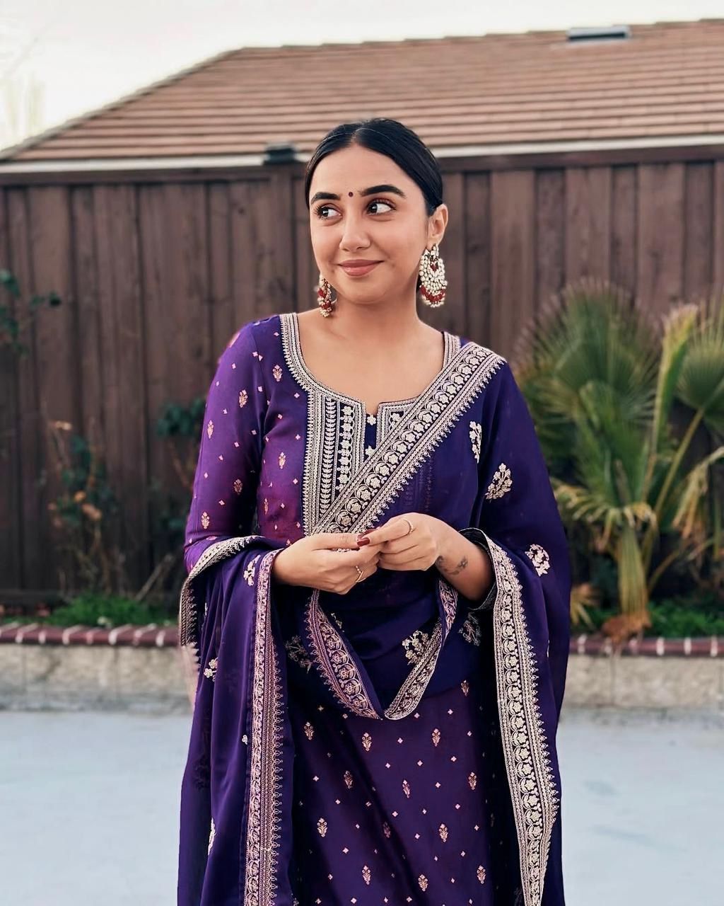 Mesmerizing Purple Color Faux Georgette And Thread With Sequence Designer Salwar Suit