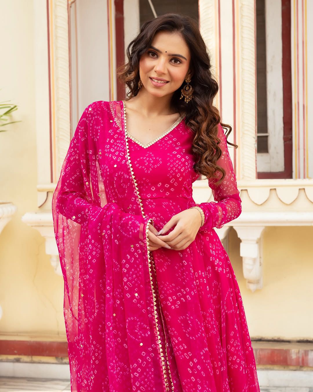 Celebrity Latest Designer Pink Color Pure Georgette Printed Anarkali Suit