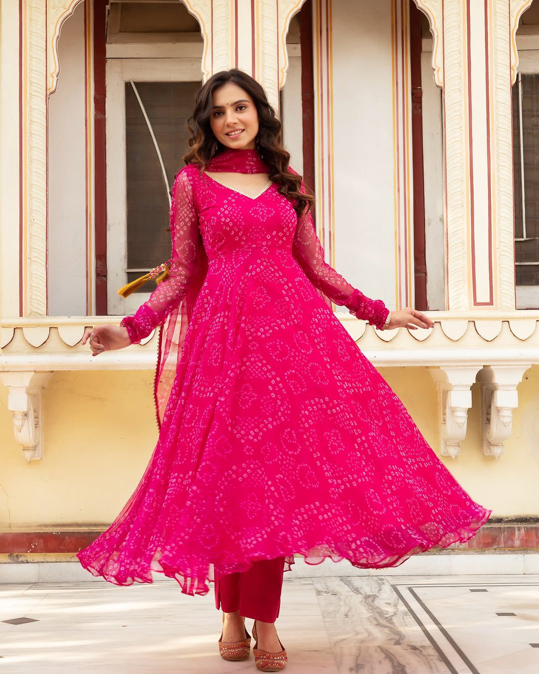 Celebrity Latest Designer Pink Color Pure Georgette Printed Anarkali Suit