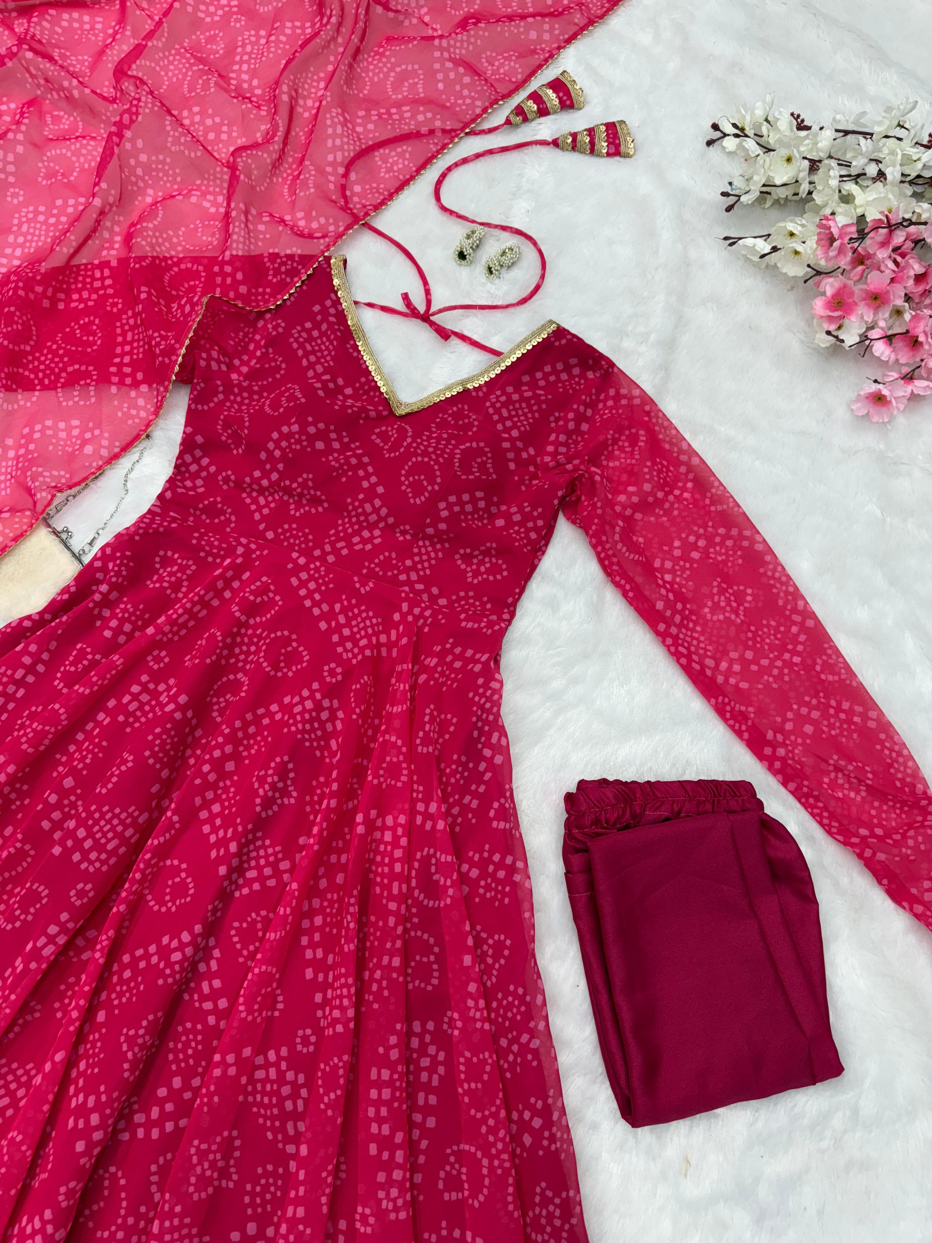 Celebrity Latest Designer Pink Color Pure Georgette Printed Anarkali Suit