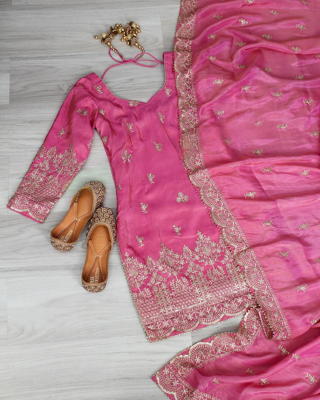 Wedding Wear Pink Color Heavy Simar Georgette With Heavy Embroidery 5mm Sequence Work Beautiful Sharara Suit